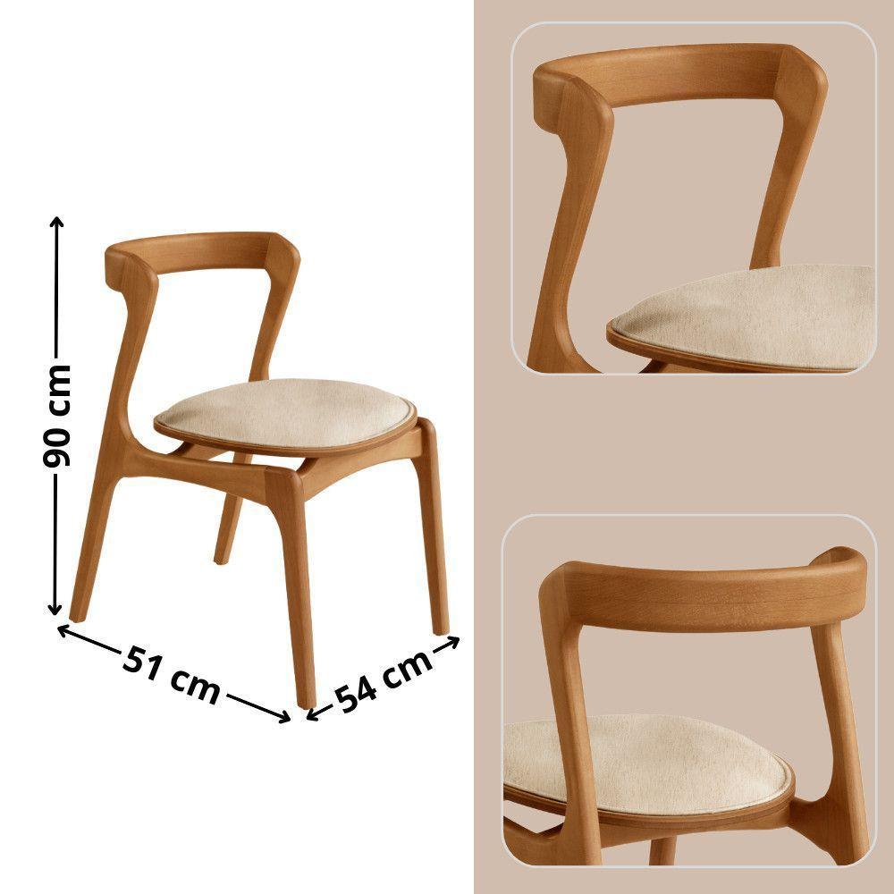 Conjunto Com 2 Cadeiras Madeira Solaris Moderna Mobilia Linho Off / Imbuia Nat. - 2