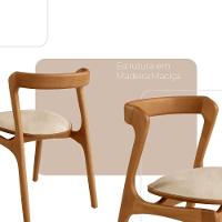 Conjunto Com 2 Cadeiras Madeira Solaris Moderna Mobilia Linho Off / Imbuia Nat. - 3