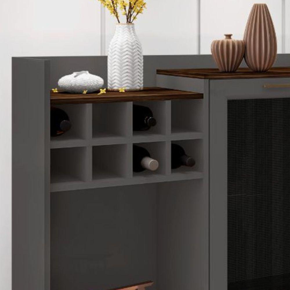 Balcão Aparador Buffet Adega Para Sala De Jantar Life Mdf Cor:marrom Palisandro / Cinza Régio - 7