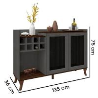 Balcão Aparador Buffet Adega Para Sala De Jantar Life Mdf Cor:marrom Palisandro / Cinza Régio - 3