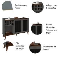 Balcão Aparador Buffet Adega Para Sala De Jantar Life Mdf Cor:marrom Palisandro / Cinza Régio