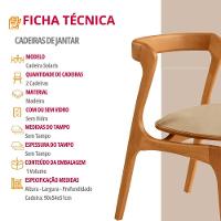 Conjunto Com 2 Cadeiras Madeira Solaris Moderna Mobilia Veludo Bege / Imbuia Nat. - 2