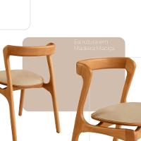 Conjunto Com 2 Cadeiras Madeira Solaris Moderna Mobilia Veludo Bege / Imbuia Nat. - 4