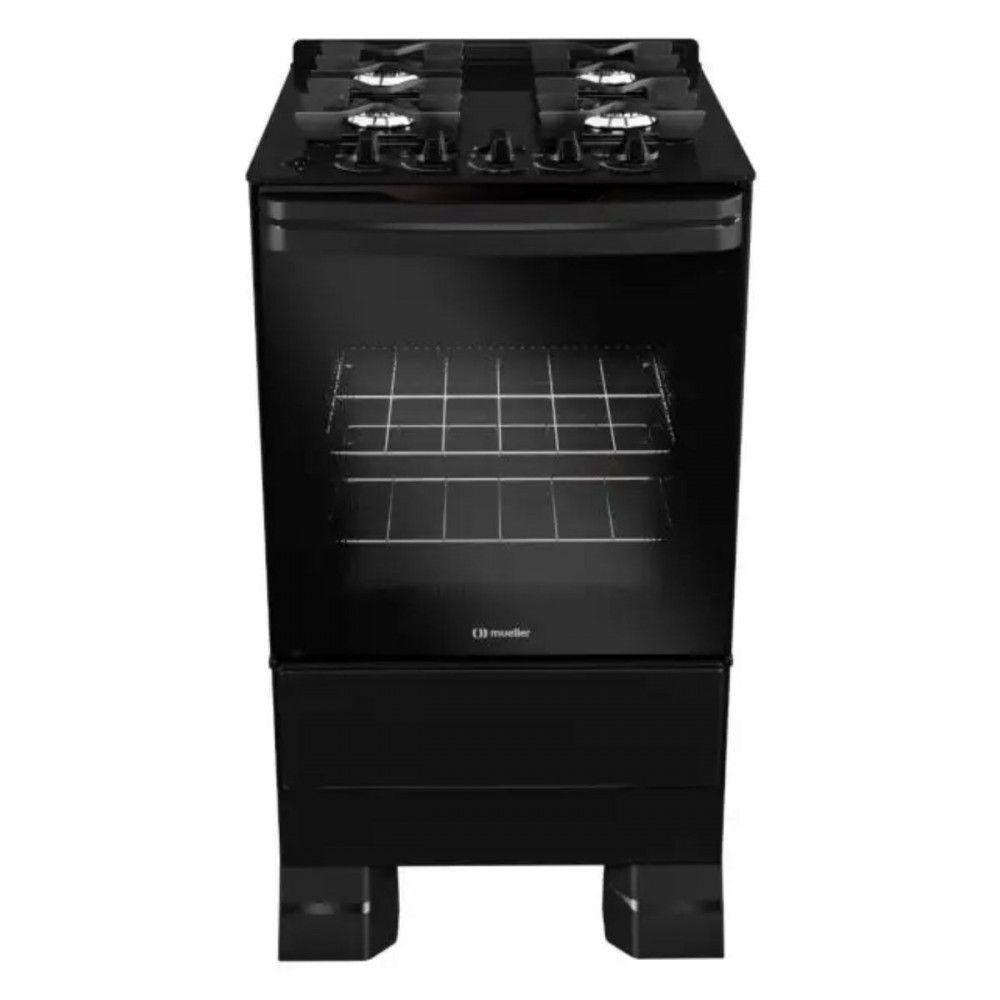 Fogão Mueller 4 Bocas Com Mesa De Vidro E Grades De Ferro MFV4BF Preto Bivolt - 1