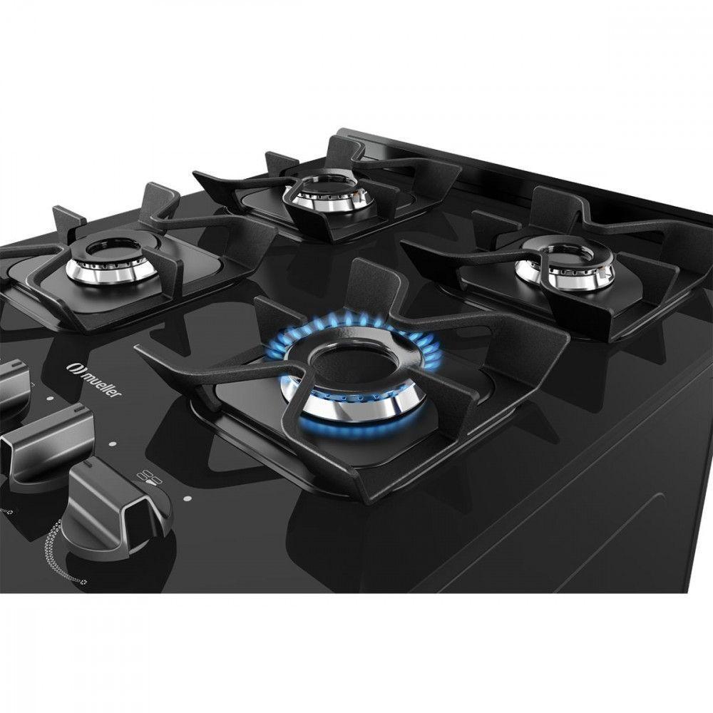 Fogão Mueller 4 Bocas Com Mesa De Vidro E Grades De Ferro MFV4BF Preto Bivolt - 3