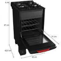 Fogão Mueller 4 Bocas Com Mesa De Vidro E Grades De Ferro MFV4BF Preto Bivolt