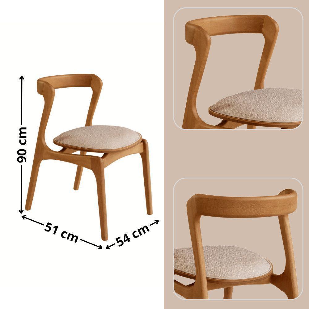 Conjunto Com 2 Cadeiras Madeira Solaris Moderna Mobilia Brisa/ Imbuia Nat. - 3