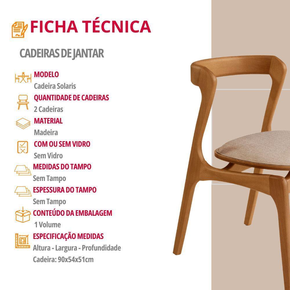 Conjunto Com 2 Cadeiras Madeira Solaris Moderna Mobilia Brisa/ Imbuia Nat. - 4