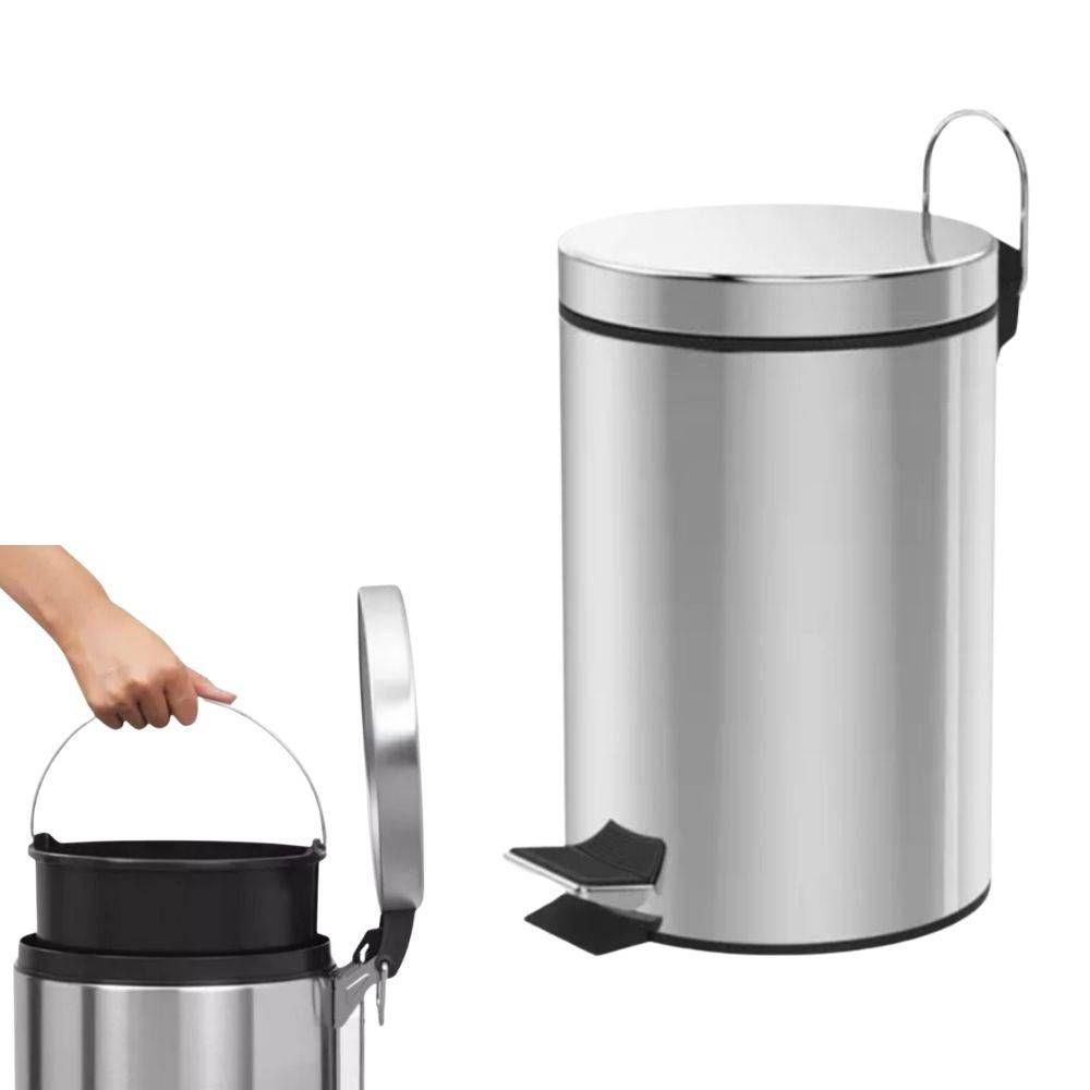 Lixeira Aço Inox Redonda Multiuso 12 Litros Cesto Removível - 2
