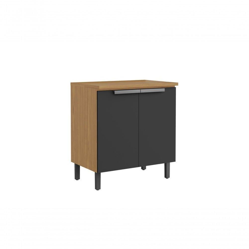 Balcão De Cozinha 80cm 2 Portas Com Tampo New Porto - Itatiaia Freijó-grafite - 1