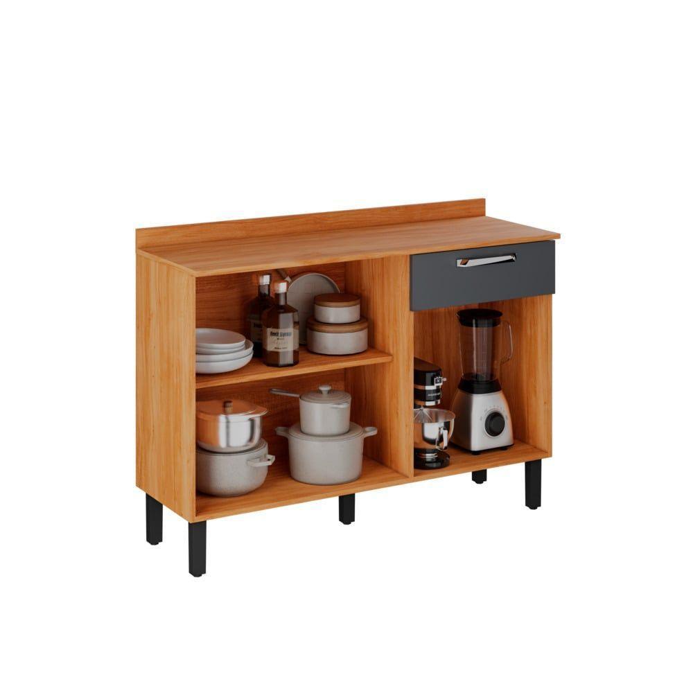 Balcão Para Cozinha Vegas Com 3 Portas E 1 Gaveta - Itatiaia Cinamomo-grafite - 3