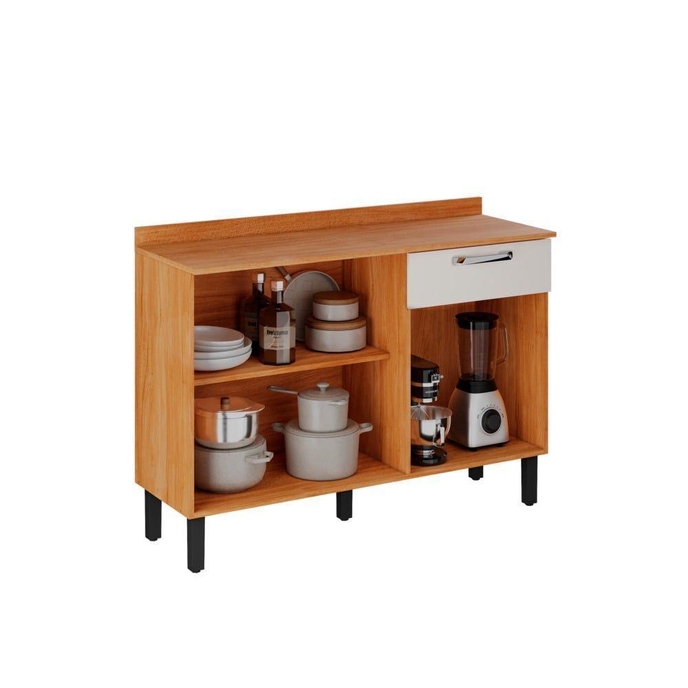 Balcão Para Cozinha Vegas Com 3 Portas E 1 Gaveta - Itatiaia Cinamomo-off White - 3