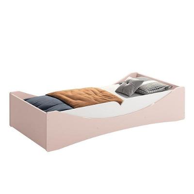 Cama Evolutiva 2 Em 1 Luna Rosa Fosco Com Proteção Lateral Lisa - Reller Móveis Rosa Fosco