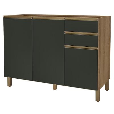Balcão De Cozinha Dinamarca 120cm 3 Portas E 2 Gavetas Castani-chumbo Sem Tampo - Indékes Castani-chumbo