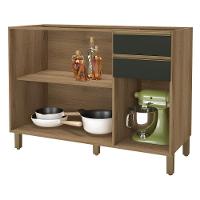 Balcão De Cozinha Dinamarca 120cm 3 Portas E 2 Gavetas Castani-chumbo Sem Tampo - Indékes Castani-chumbo - 2