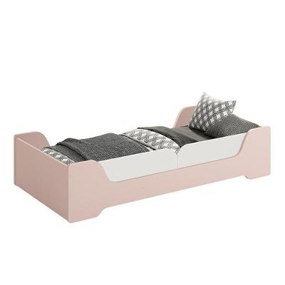 Cama Evolutiva 2 Em 1 Zaki Rosa Fosco Com Proteção Lateral Lisa - Reller Móveis Rosa Fosco