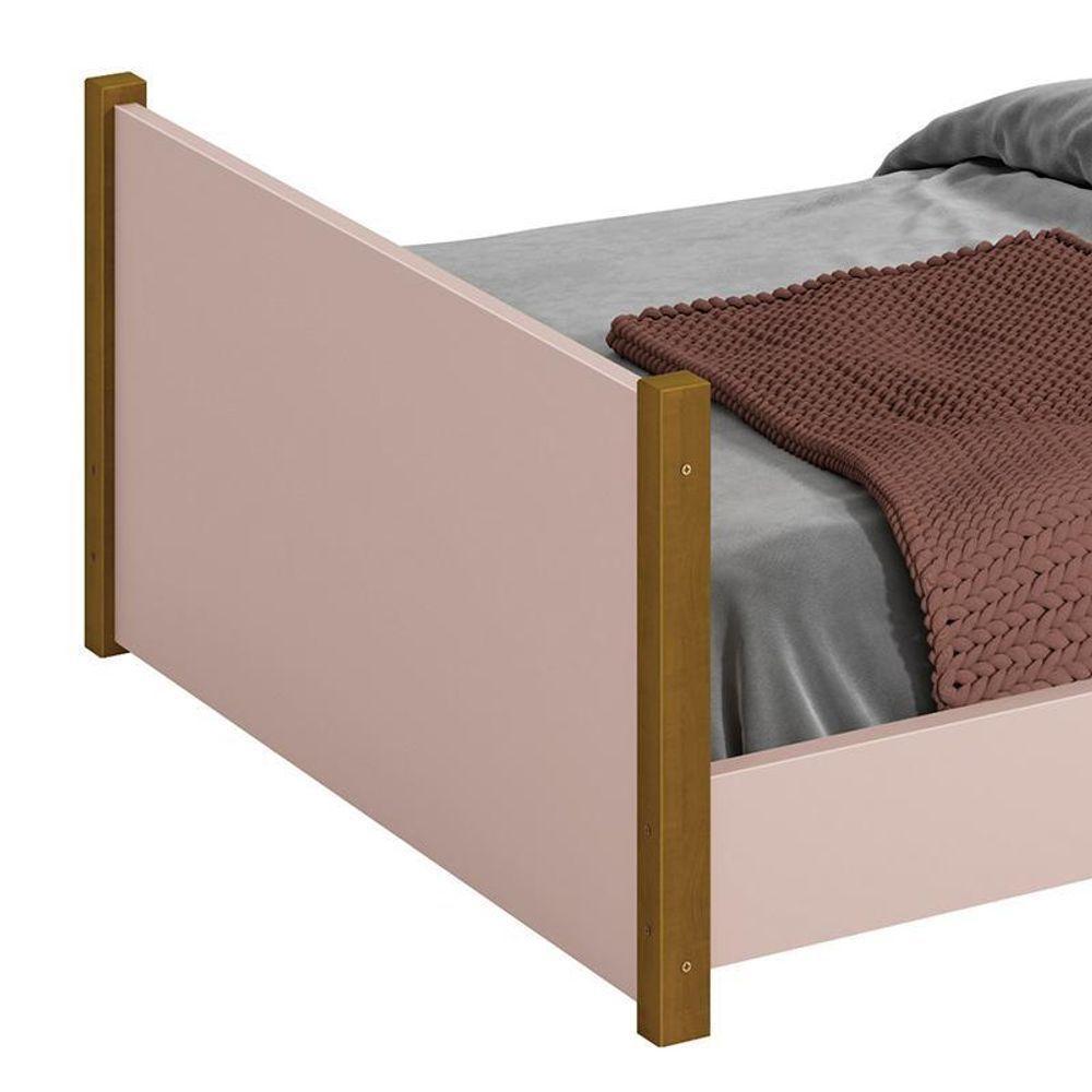 Cama Evolutiva 2 Em 1 Ravi Rosa Fosco Com Pés Amadeirado - Reller Móveis Rosa Fosco - 2