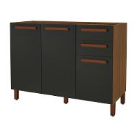 Balcão De Cozinha Monza 120cm 3 Portas E 2 Gavetas Freijó-chumbo Sem Tampo - Indékes Freijó-chumbo - 1