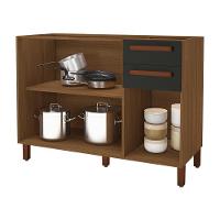 Balcão De Cozinha Monza 120cm 3 Portas E 2 Gavetas Freijó-chumbo Sem Tampo - Indékes Freijó-chumbo - 2