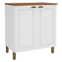 Balcão De Cozinha Cooktop Firenze 80cm 2 Portas Branco Com Tampo Mdf - Indékes Branco - 1