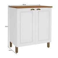 Balcão De Cozinha Cooktop Firenze 80cm 2 Portas Branco Com Tampo Mdf - Indékes Branco - 3