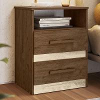 Mesa De Cabeceira Apolo 2 Gavetas Flex Castanho Wood-avelã Wood - Moval Castanho Wood-avelã Wood - 2