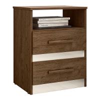 Kit 2 Mesas De Cabeceira Apolo 2 Gavetas Flex Castanho Wood-off White - Moval Castanho Wood-off White - 3