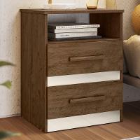Mesa De Cabeceira Apolo 2 Gavetas Flex Castanho Wood-off White - Moval Castanho Wood-off White - 2