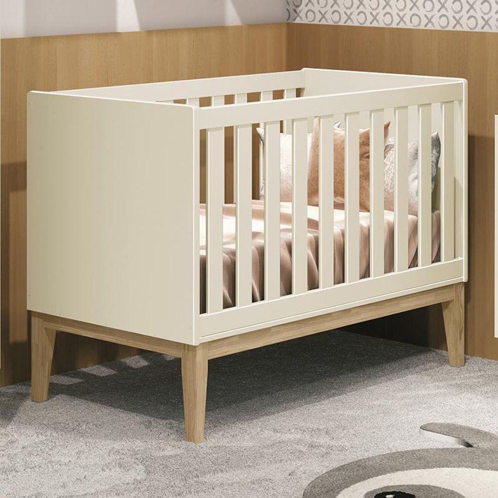 Berço Americano Classic Areia Fosco Com Pés Madeira Natural E Colchão D18 - Reller Móveis Areia Fosco - 2