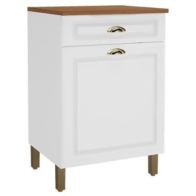 Balcão De Cozinha Firenze 60cm 1 Porta E 1 Gaveta Branco Com Tampo Mdf - Indékes Branco