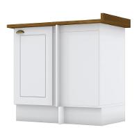 Balcão Canto Reto 1 Porta Americana Branco Com Tampo Nature - Móveis Henn Branco-nature - 1