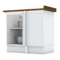 Balcão Canto Reto 1 Porta Americana Branco Com Tampo Nature - Móveis Henn Branco-nature - 2