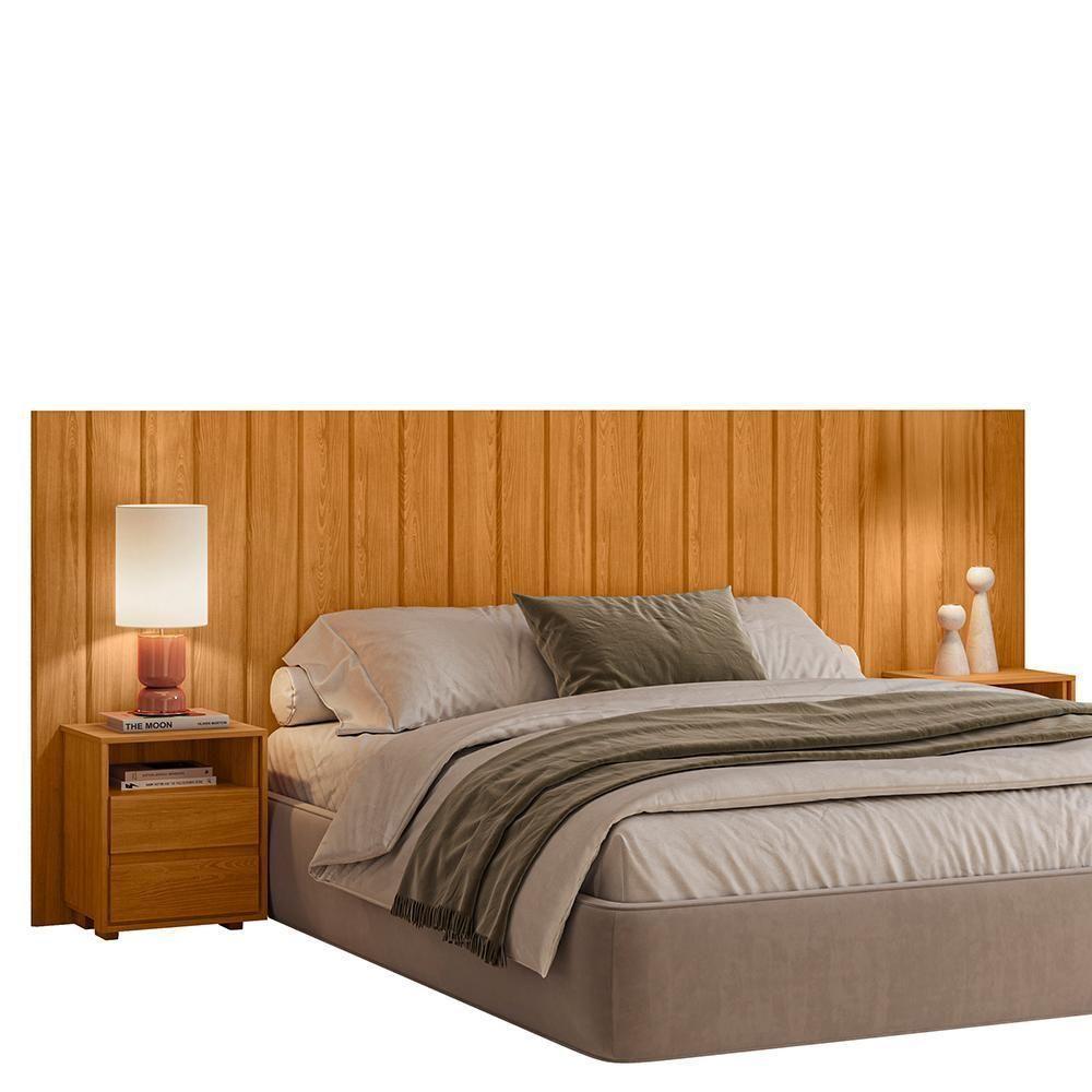 Cabeceira Casal Extensível Frida Com Mesas De Cabeceira Cinamomo - Madetec Cinamomo - 1