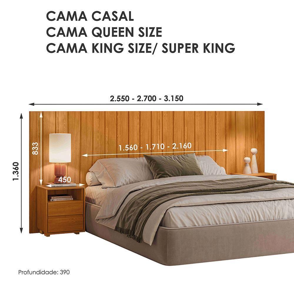 Cabeceira Casal Extensível Frida Com Mesas De Cabeceira Cinamomo - Madetec Cinamomo - 4