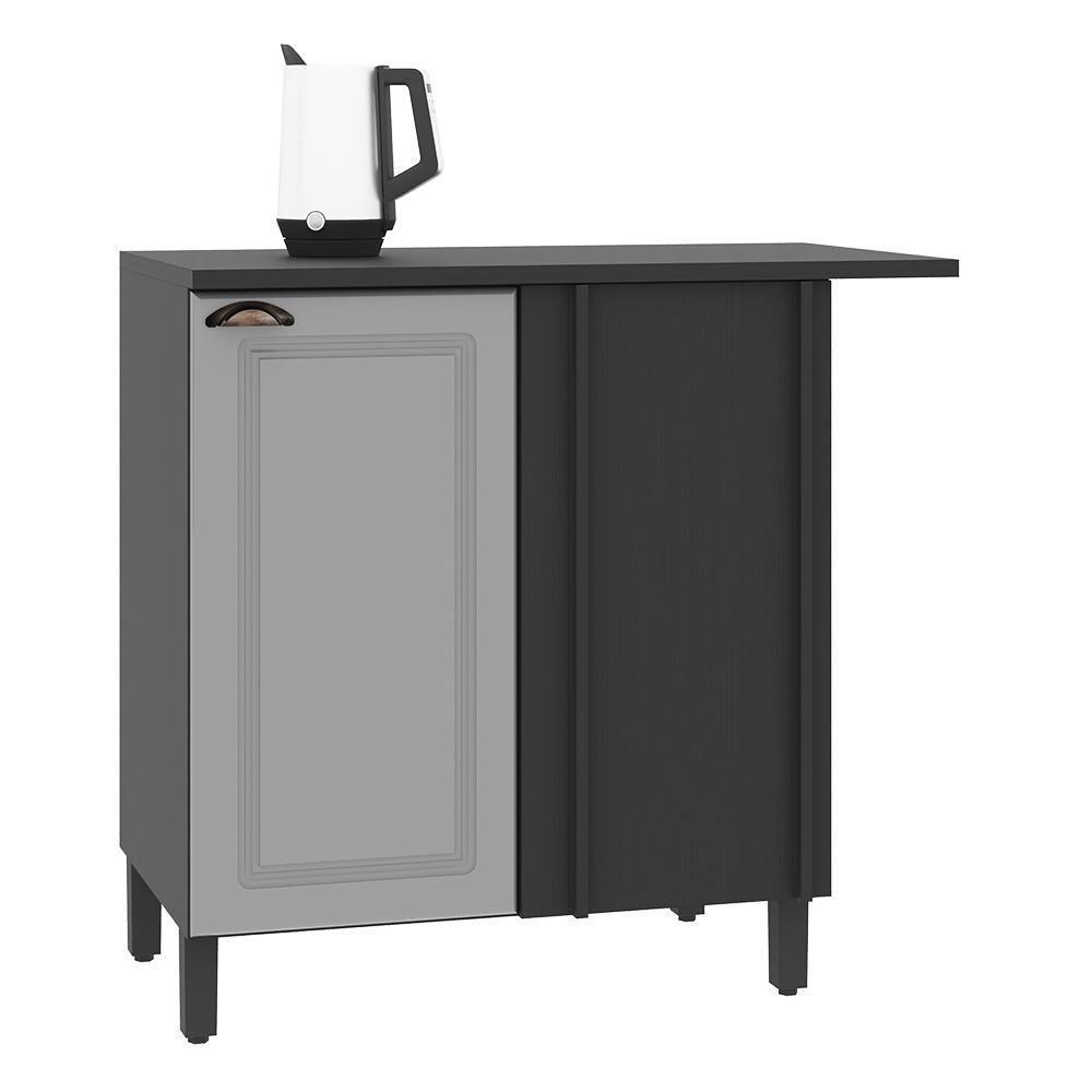 Balcão Canto Reto Firenze 96cm 1 Porta Chumbo-titânio Com Tampo Mdf - Indékes Chumbo-titânio - 1