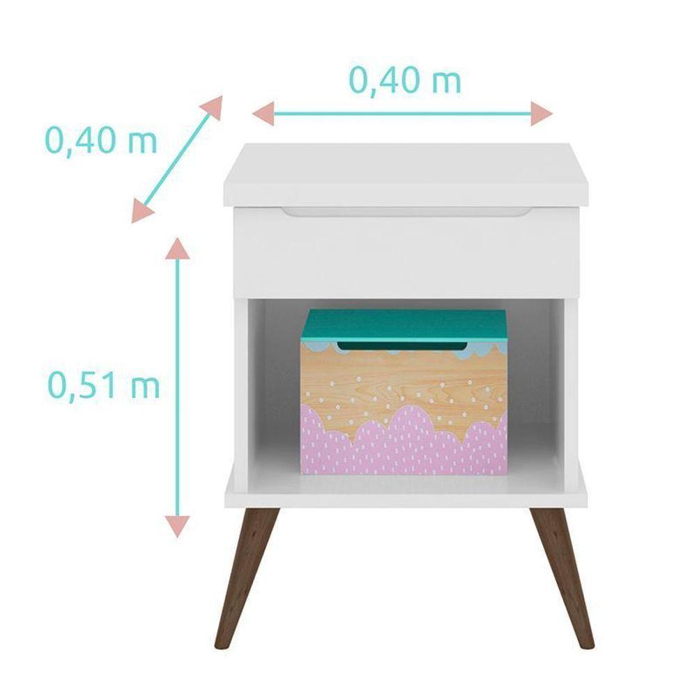Mesa De Apoio Infantil Retrô Melinda Com 1 Gaveta Branco - Phoenix Baby Branco - 2