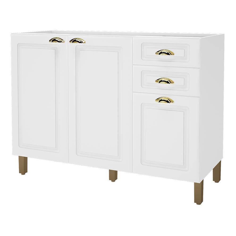 Balcão De Cozinha Firenze 120cm 3 Portas E 2 Gavetas Branco Sem Tampo - Indékes Branco - 1