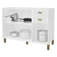 Balcão De Cozinha Firenze 120cm 3 Portas E 2 Gavetas Branco Sem Tampo - Indékes Branco - 2