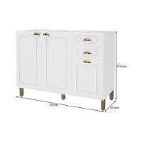 Balcão De Cozinha Firenze 120cm 3 Portas E 2 Gavetas Branco Sem Tampo - Indékes Branco - 3