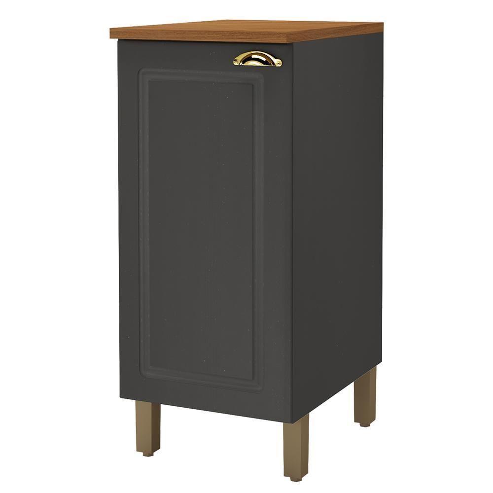 Balcão De Cozinha Firenze 40cm 1 Porta Chumbo Com Tampo Mdf - Indékes Chumbo - 1