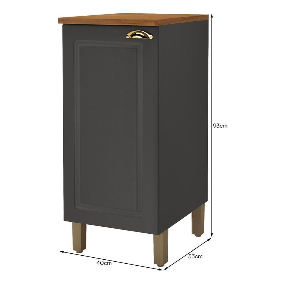 Balcão De Cozinha Firenze 40cm 1 Porta Chumbo Com Tampo Mdf - Indékes Chumbo - 3