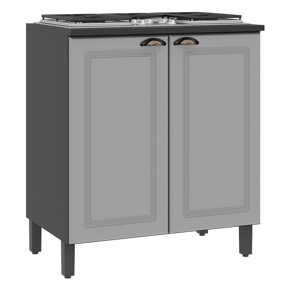 Balcão De Cozinha Cooktop Firenze 80cm 2 Portas Chumbo-titânio Com Tampo Mdf - Indékes Chumbo-titânio - 1
