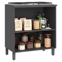 Balcão De Cozinha Cooktop Firenze 80cm 2 Portas Chumbo-titânio Com Tampo Mdf - Indékes Chumbo-titânio - 2