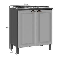 Balcão De Cozinha Cooktop Firenze 80cm 2 Portas Chumbo-titânio Com Tampo Mdf - Indékes Chumbo-titânio - 3