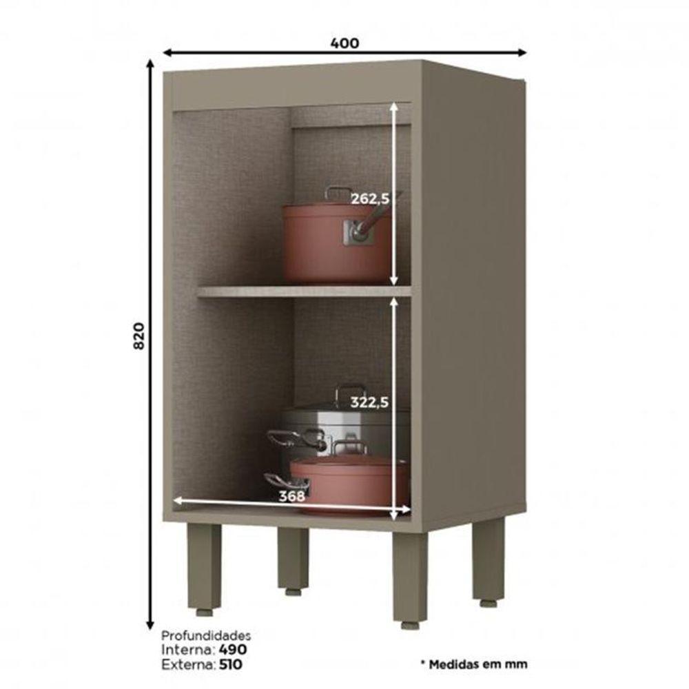 Balcão 1 Porta 40cm Duna-cristal Com Tampo Connect - Móveis Henn Duna-cristal - 3