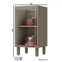 Balcão 1 Porta 40cm Duna-cristal Com Tampo Connect - Móveis Henn Duna-cristal - 3