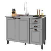 Balcão De Cozinha Firenze 120cm 3 Portas E 2 Gavetas Chumbo-titânio Sem Tampo - Indékes Chumbo-titânio - 1