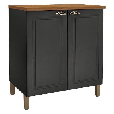 Balcão De Cozinha Cooktop Firenze 80cm 2 Portas Chumbo Com Tampo Mdf - Indékes Chumbo