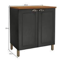 Balcão De Cozinha Cooktop Firenze 80cm 2 Portas Chumbo Com Tampo Mdf - Indékes Chumbo - 3