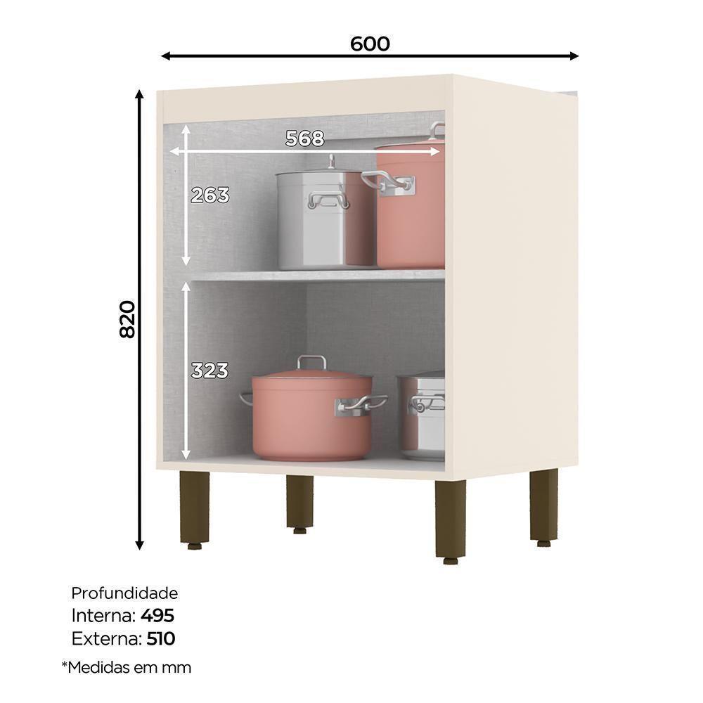 Balcão 2 Portas 60cm Connect Off White-duna Com Tampo - Móveis Henn Off White-duna - 3